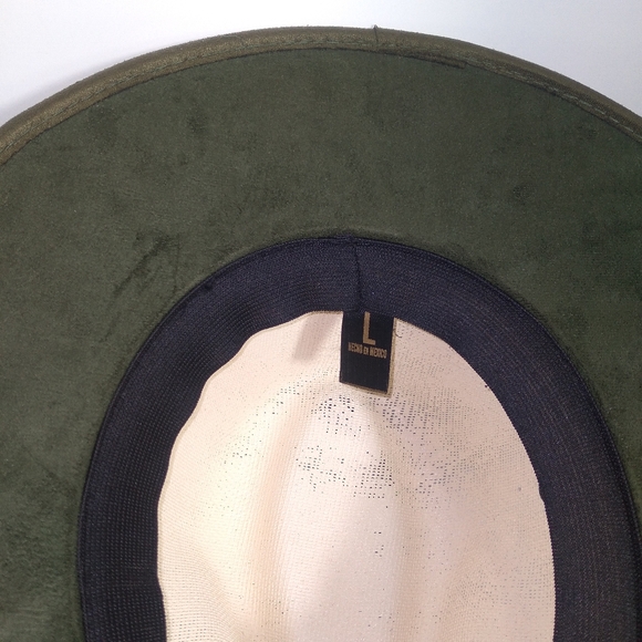 ANPA LIVING THE STYLE Mens Green Faux Suede And 100% Straw Handmade Fedora Hat - Picture 5 of 8